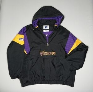 Men's Minnesota Vikings Starter Black NFL 100 Quarter-Zip Breakaway Jacket XXL